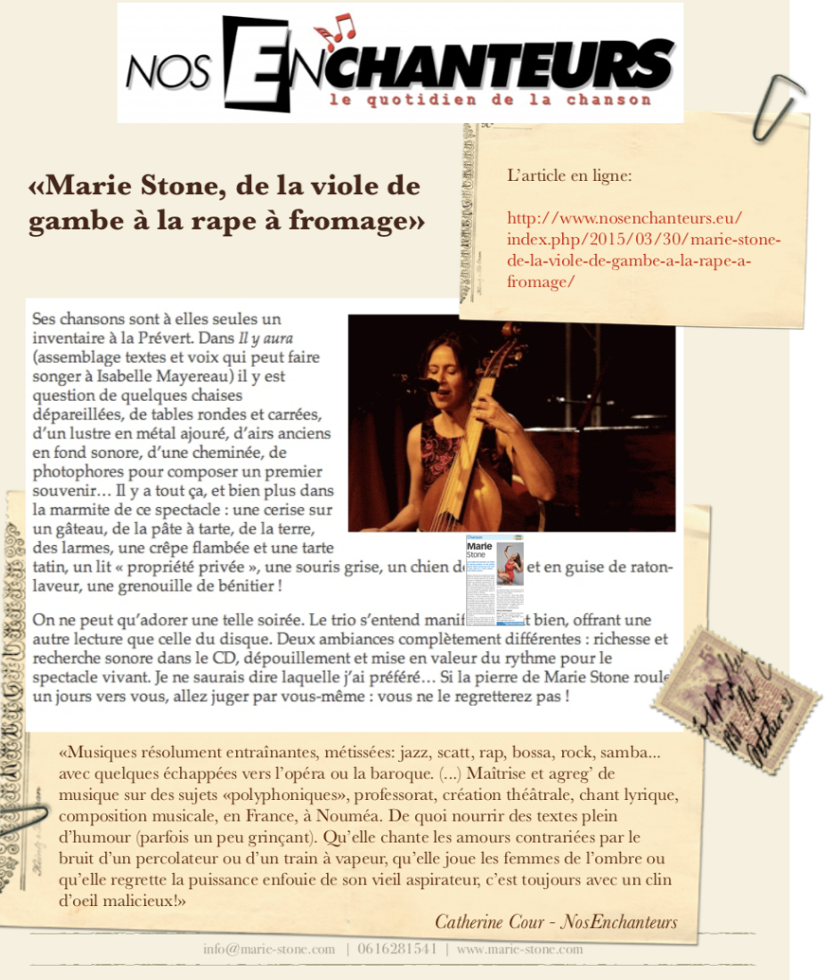 Article dans Nos Enchanteurs - 2015